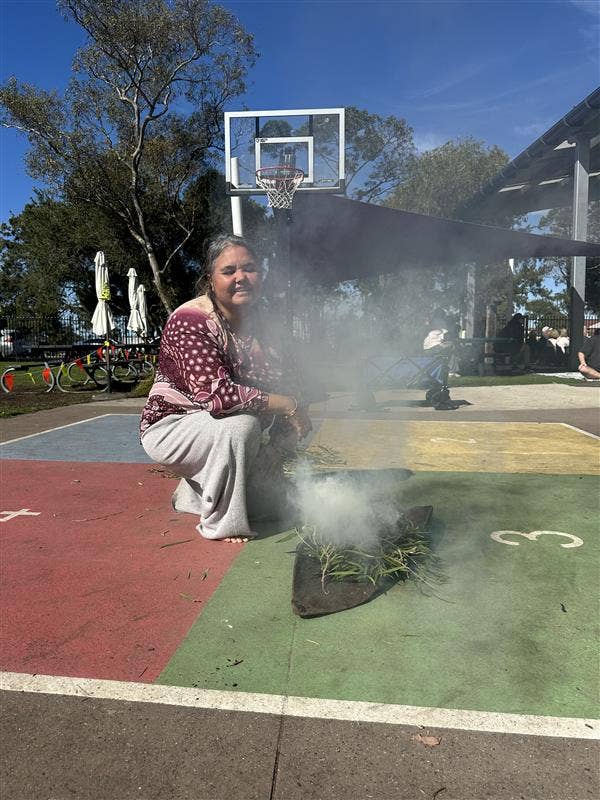 Smoking ceremony at school oopen day